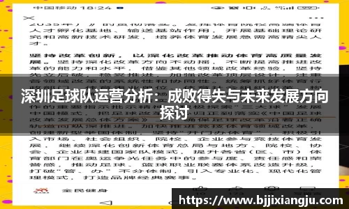 深圳足球队运营分析：成败得失与未来发展方向探讨