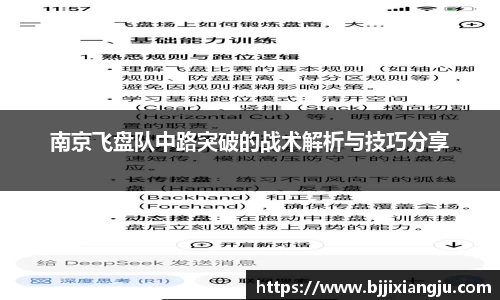 南京飞盘队中路突破的战术解析与技巧分享