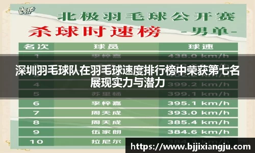 深圳羽毛球队在羽毛球速度排行榜中荣获第七名展现实力与潜力